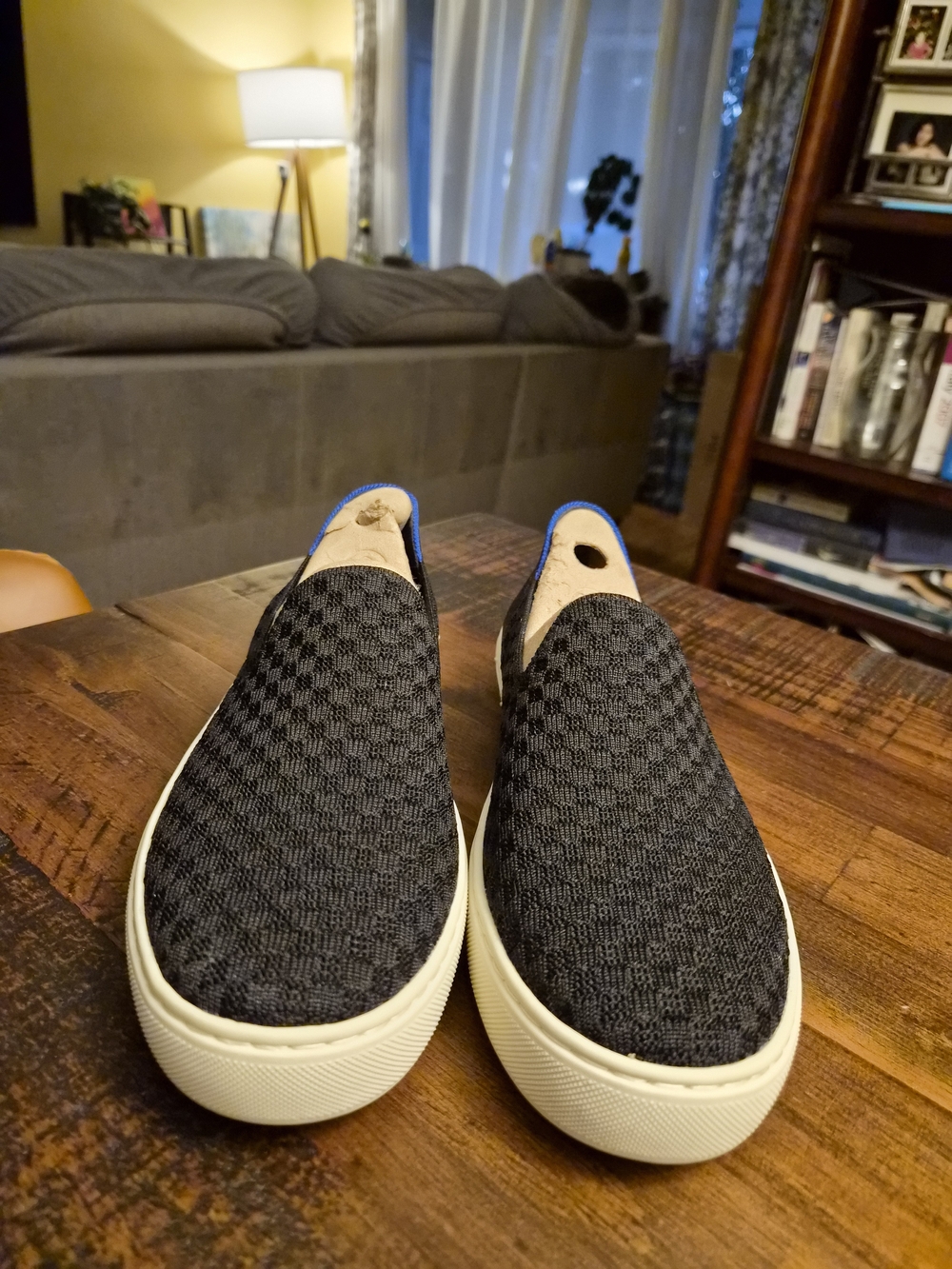 Rothy's Black Knit Slip-On Sneakers with White Sole